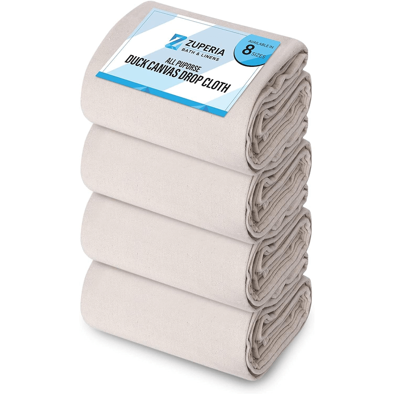 Canvas Drop Cloth (4x5 ft, 4-Pack) – Heavy Duty Cotton Blend