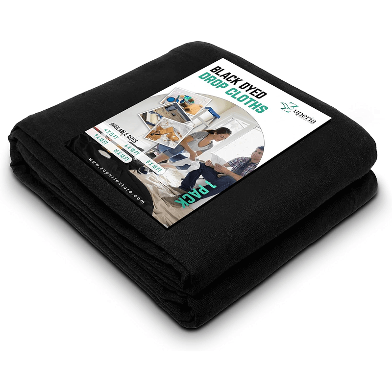 heavy-duty black drop cloth 9x12 ft for painting