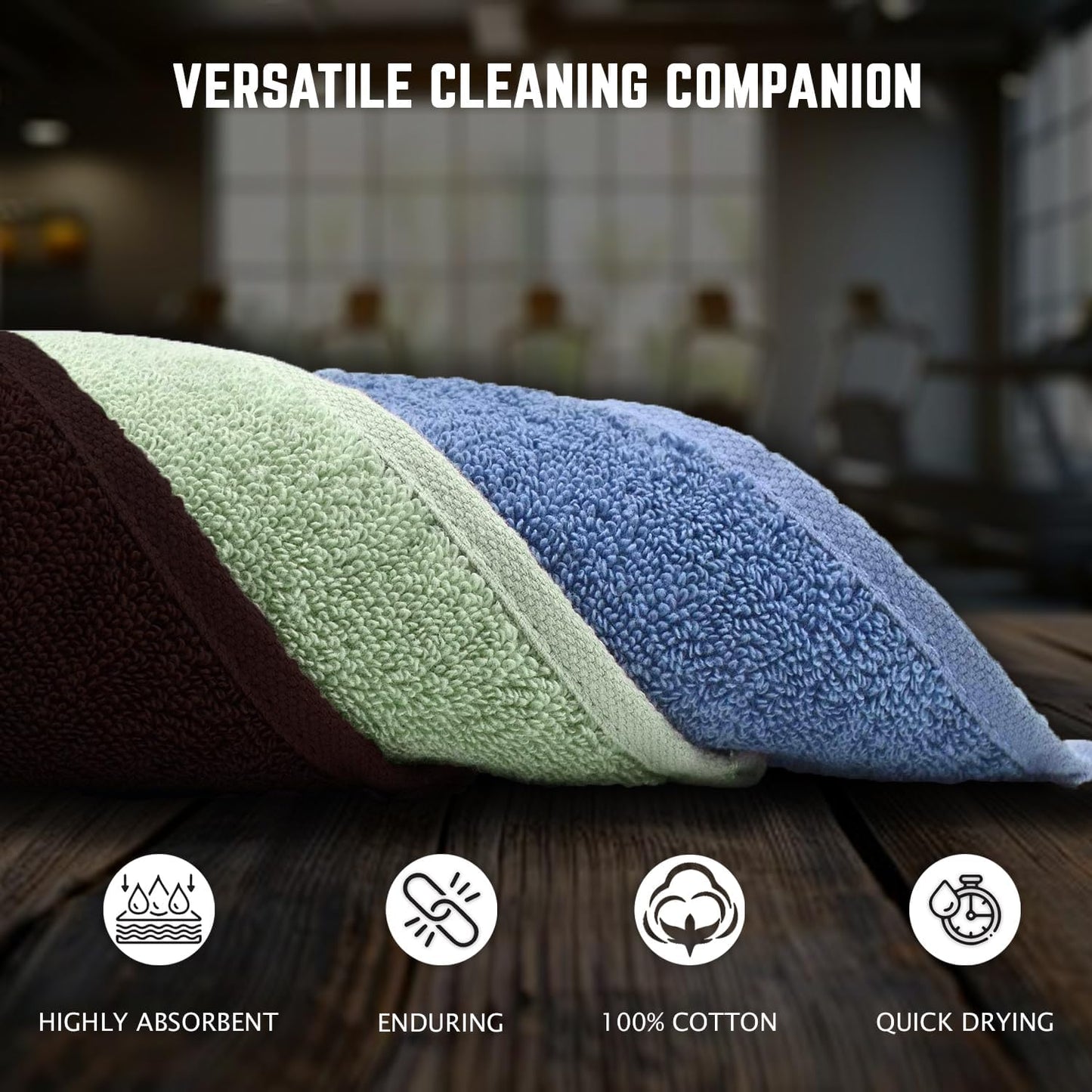 Cotton Washcloths (12 x 12 Inches) - | 100% Cotton | 500 GSM (Textured) | Pack of 12