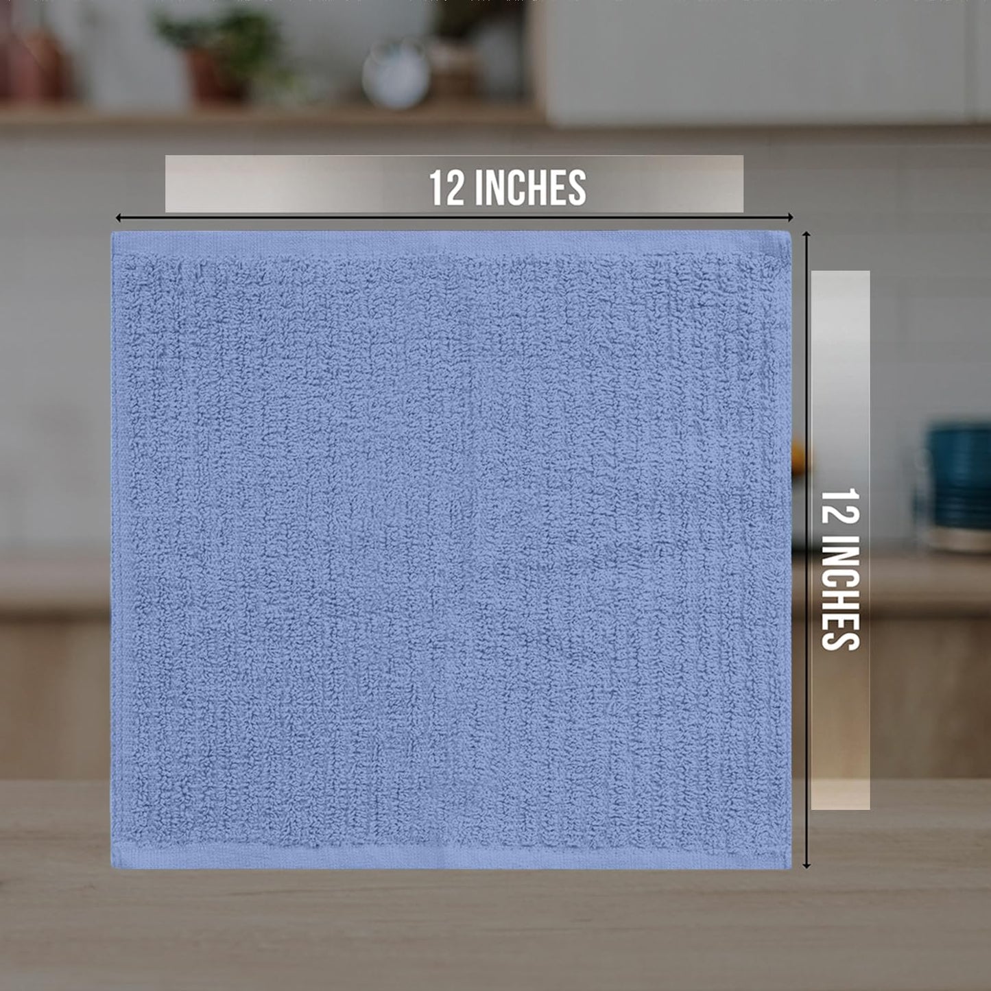 Premium Ribbed Bar Mops Sky Blue – | 100% Cotton | 12" x 12" | 20 Oz per Dzn