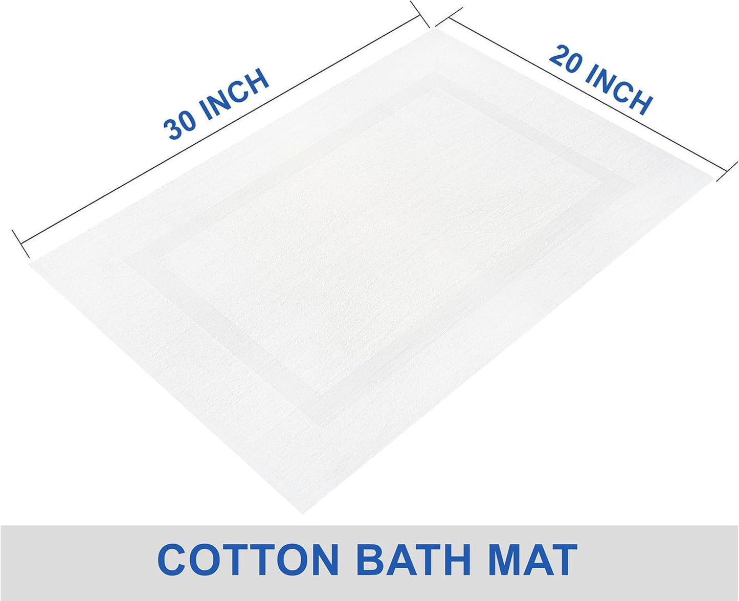 ZUPERIA White Bath Mats – 20" x 30" | 100% Cotton | 645 GSM