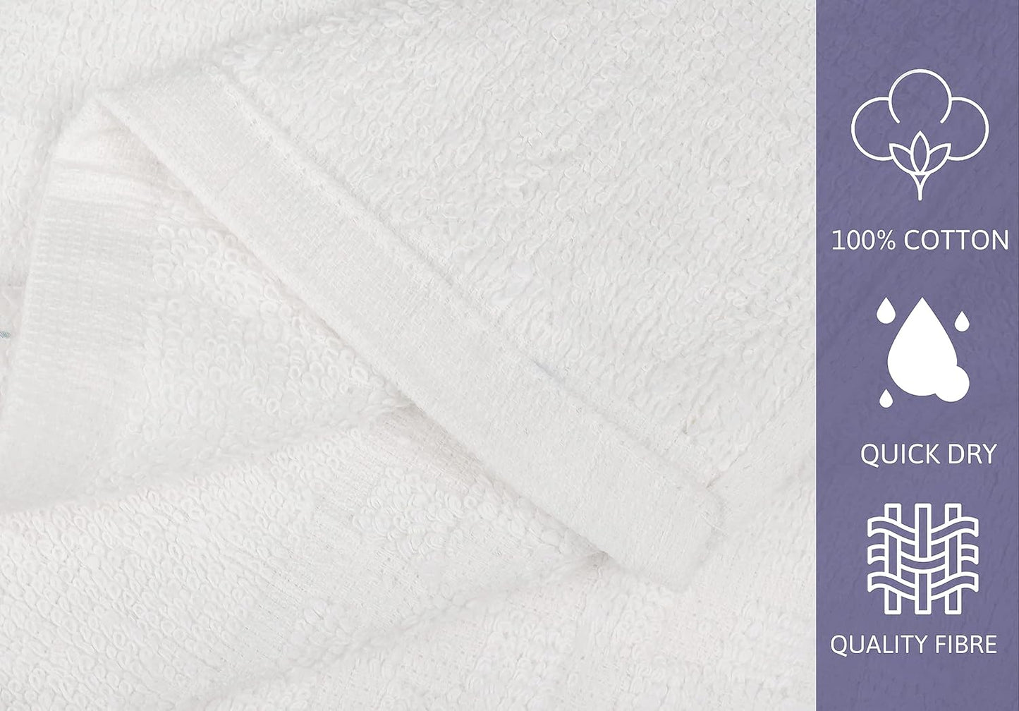 White Bath Towels (30x54 Inches) – 100% Cotton | 450 GSM | Pack of 7