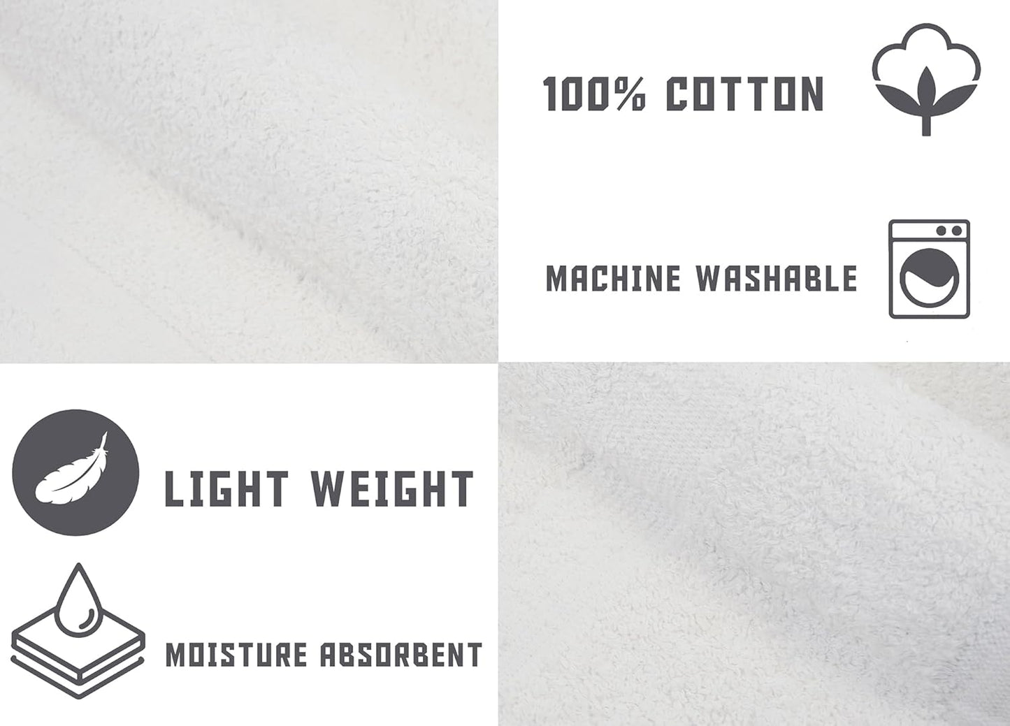 ZUPERIA White Bath Mats – 20" x 30" | 100% Cotton | 645 GSM