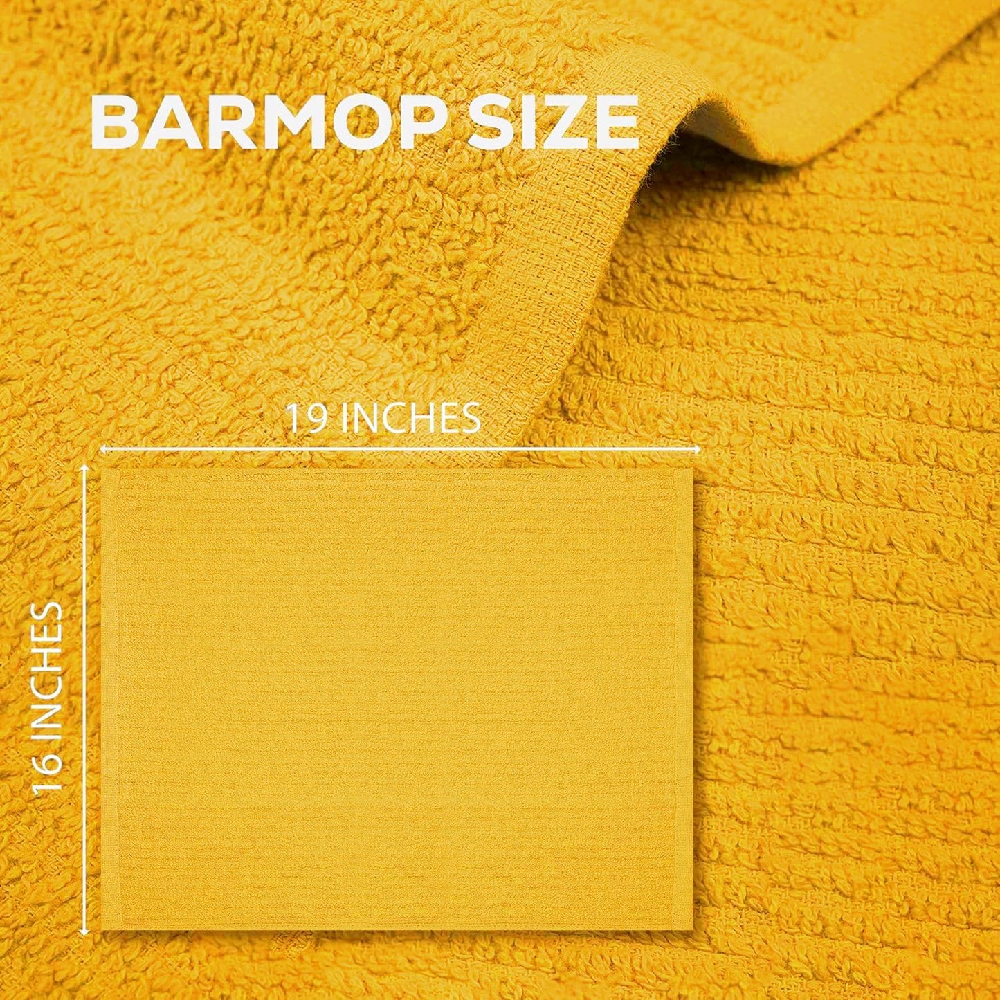 Bar Mop Towels Yellow – 16" x 19" | 100% Ring-Spun Cotton | 32 Oz per Dzn