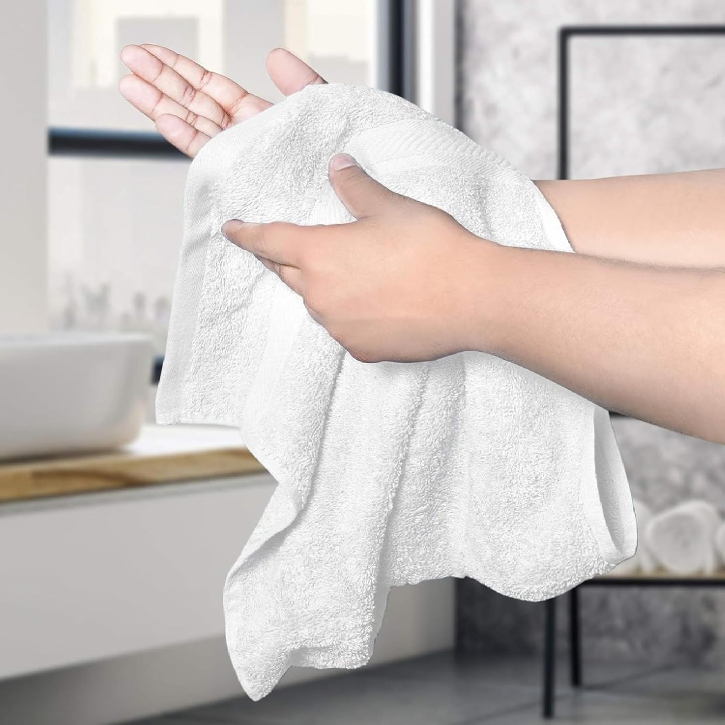 Cotton Washcloths (12 x 12 Inches) - | 100% Cotton | 500 GSM (Grey/White) | Pack of 12