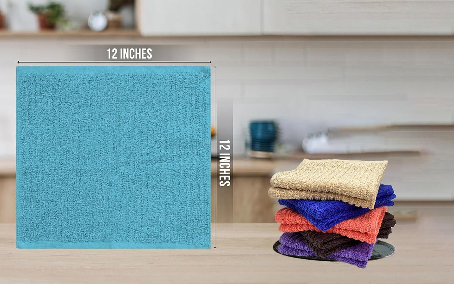 Premium Ribbed Bar Mops White – | 100% Cotton | 12" x 12" | 20 Oz per Dzn