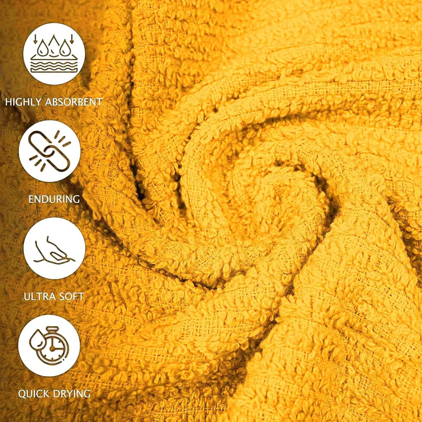 Bar Mop Towels Yellow – 16" x 19" | 100% Ring-Spun Cotton | 32 Oz per Dzn