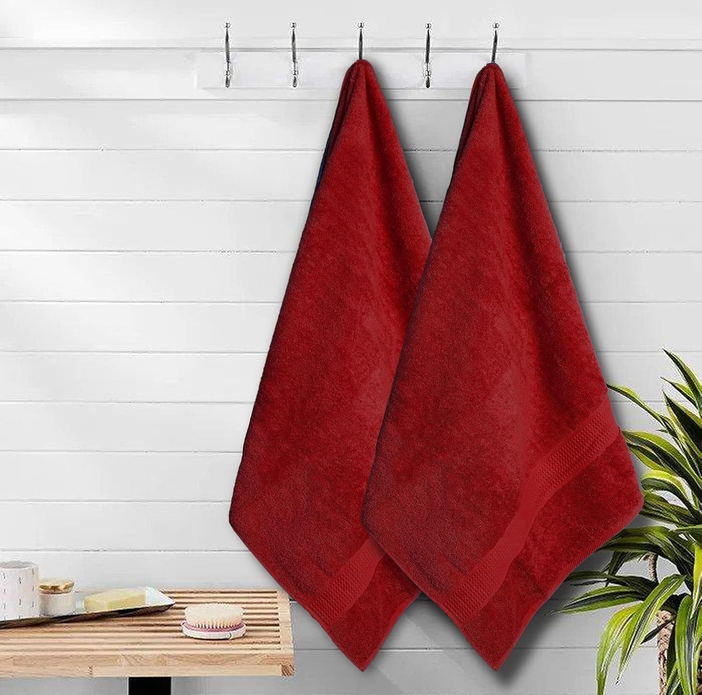 Burgundy Bath Towels (30 x 60 Inches) – 100% Ring-Spun Cotton | 500 GSM| Pack of 4