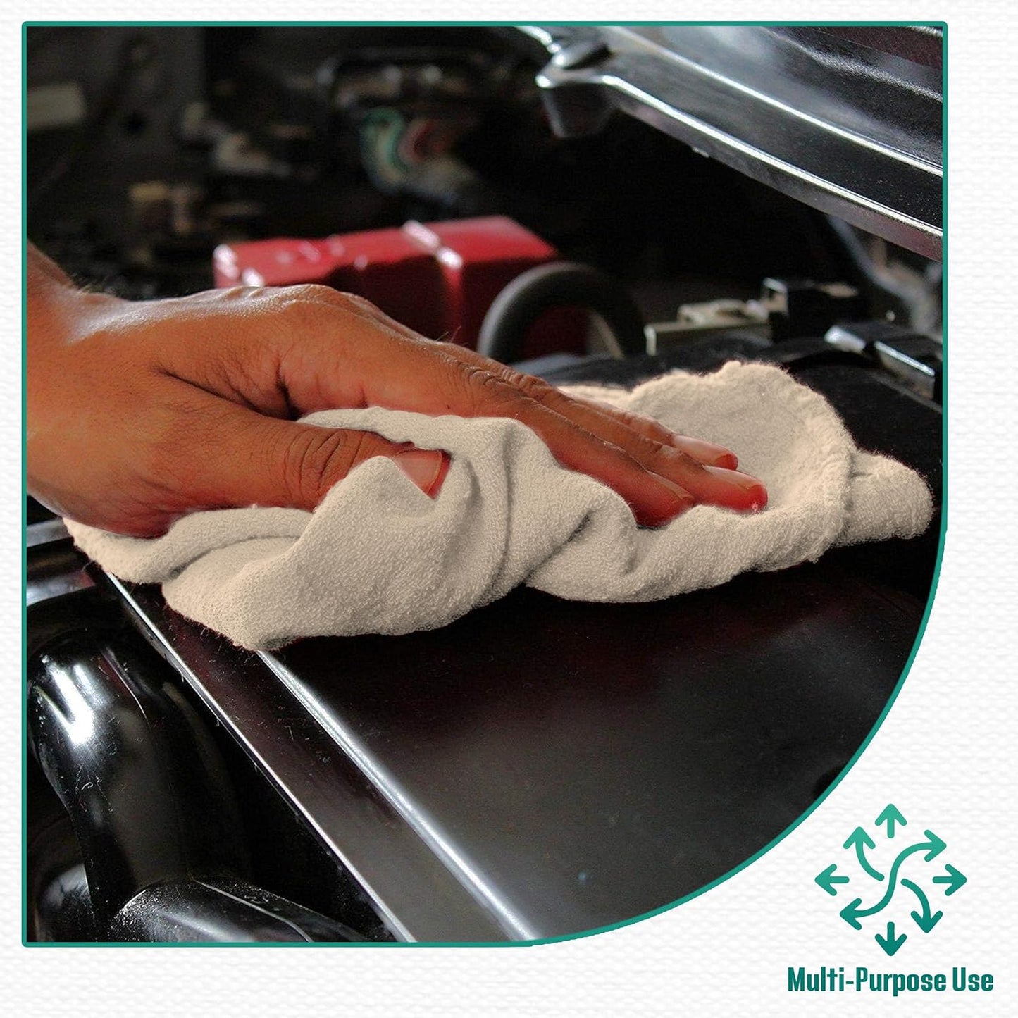 Shop Towels Red – 14" x 12" | Cotton Cleaning Rags | 8.81 Lbs per 100Pk