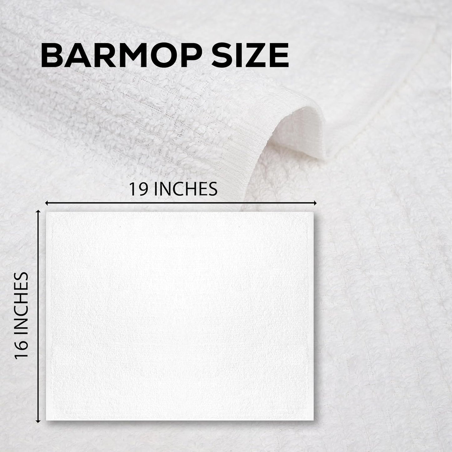 Bar Mop Towels White – 16" x 19" | 100% Ring-Spun Cotton | 32 Oz per Dzn