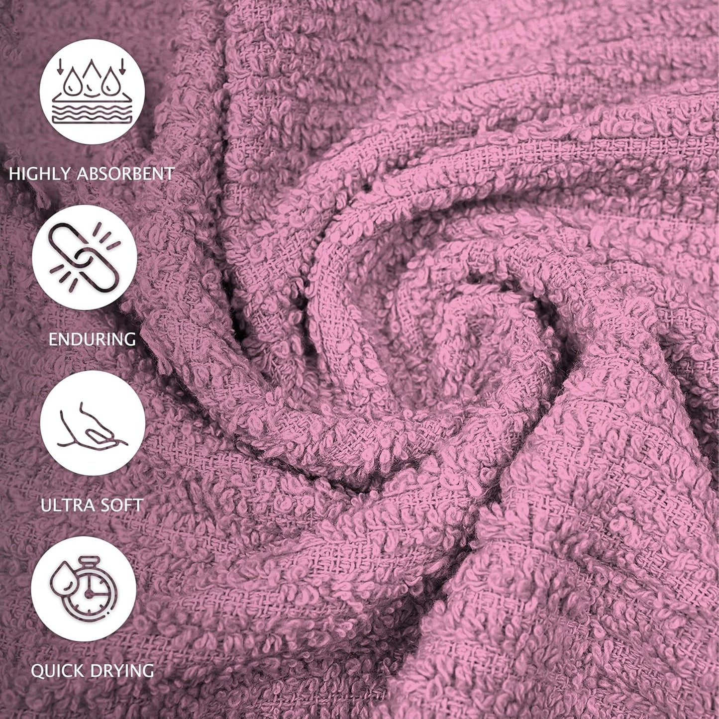 Bar Mop Towels Pink – 16" x 19" | 100% Ring-Spun Cotton | 32 Oz per Dzn