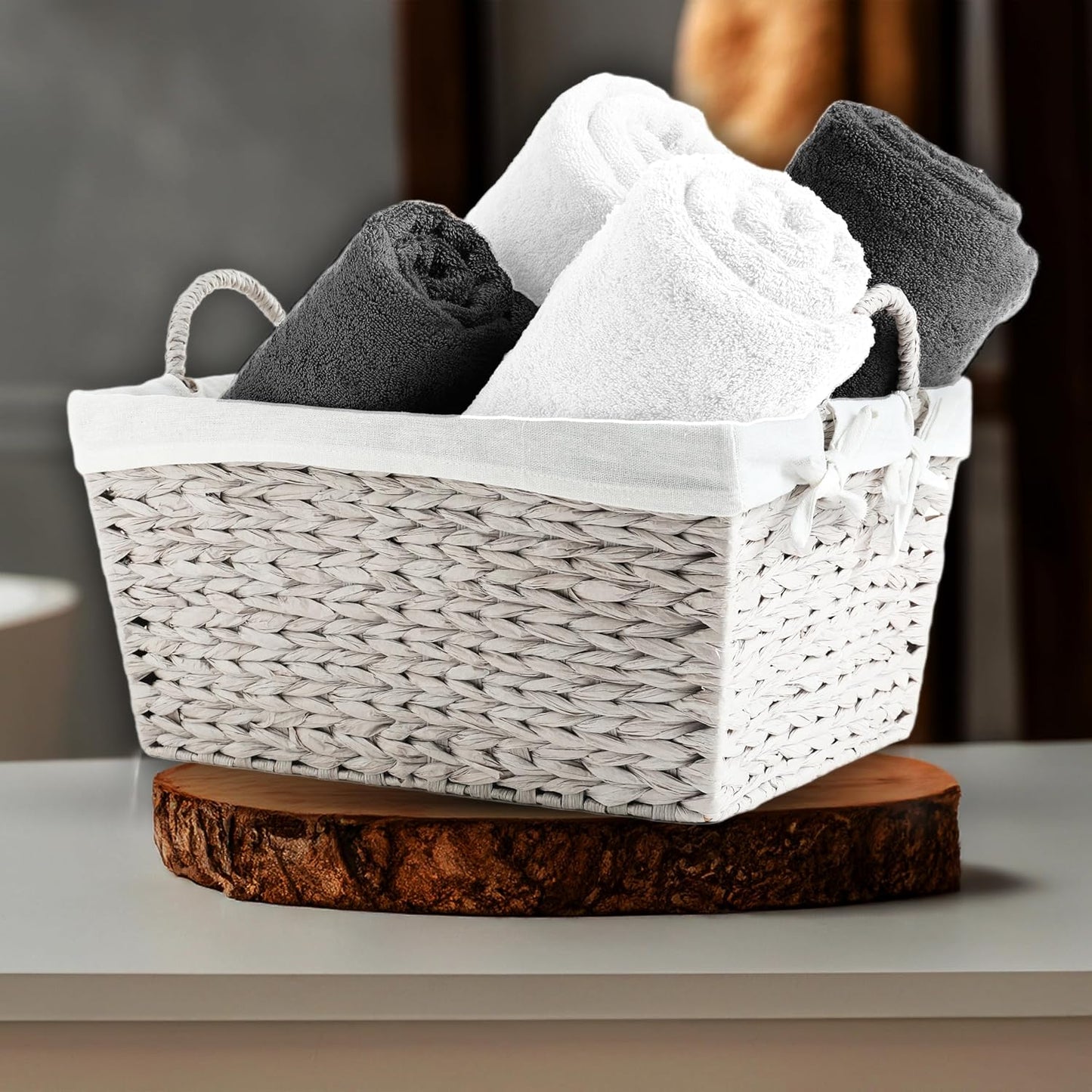 Cotton Washcloths (12 x 12 Inches) - | 100% Cotton | 500 GSM (Grey/White) | Pack of 12