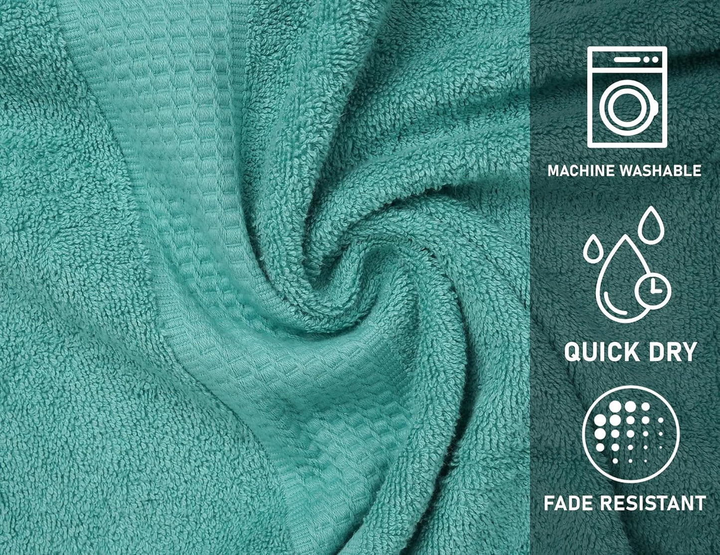 Torquise Bath Towels (30 x 60 Inches) – 100% Ring-Spun Cotton | 500 GSM| Pack of 4