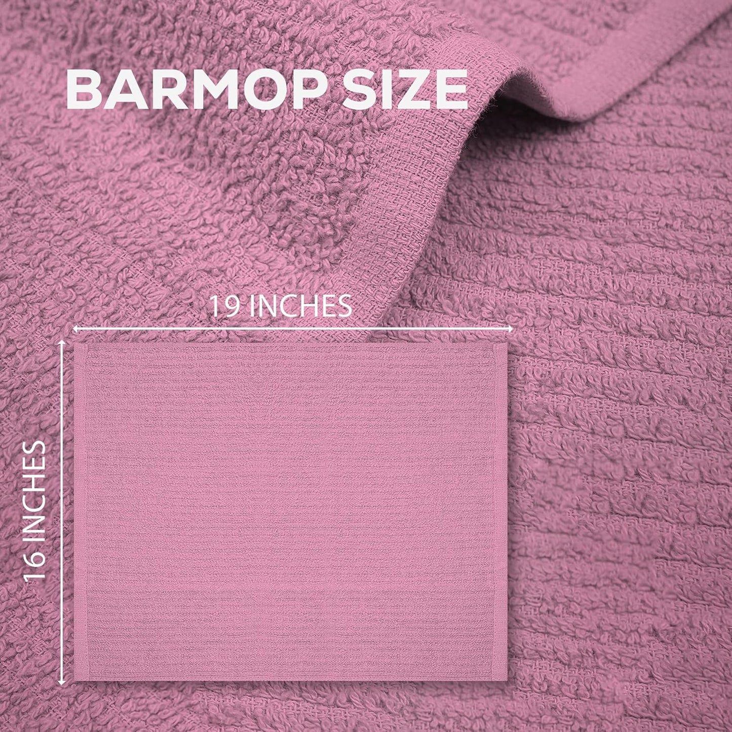 Bar Mop Towels Pink – 16" x 19" | 100% Ring-Spun Cotton | 32 Oz per Dzn