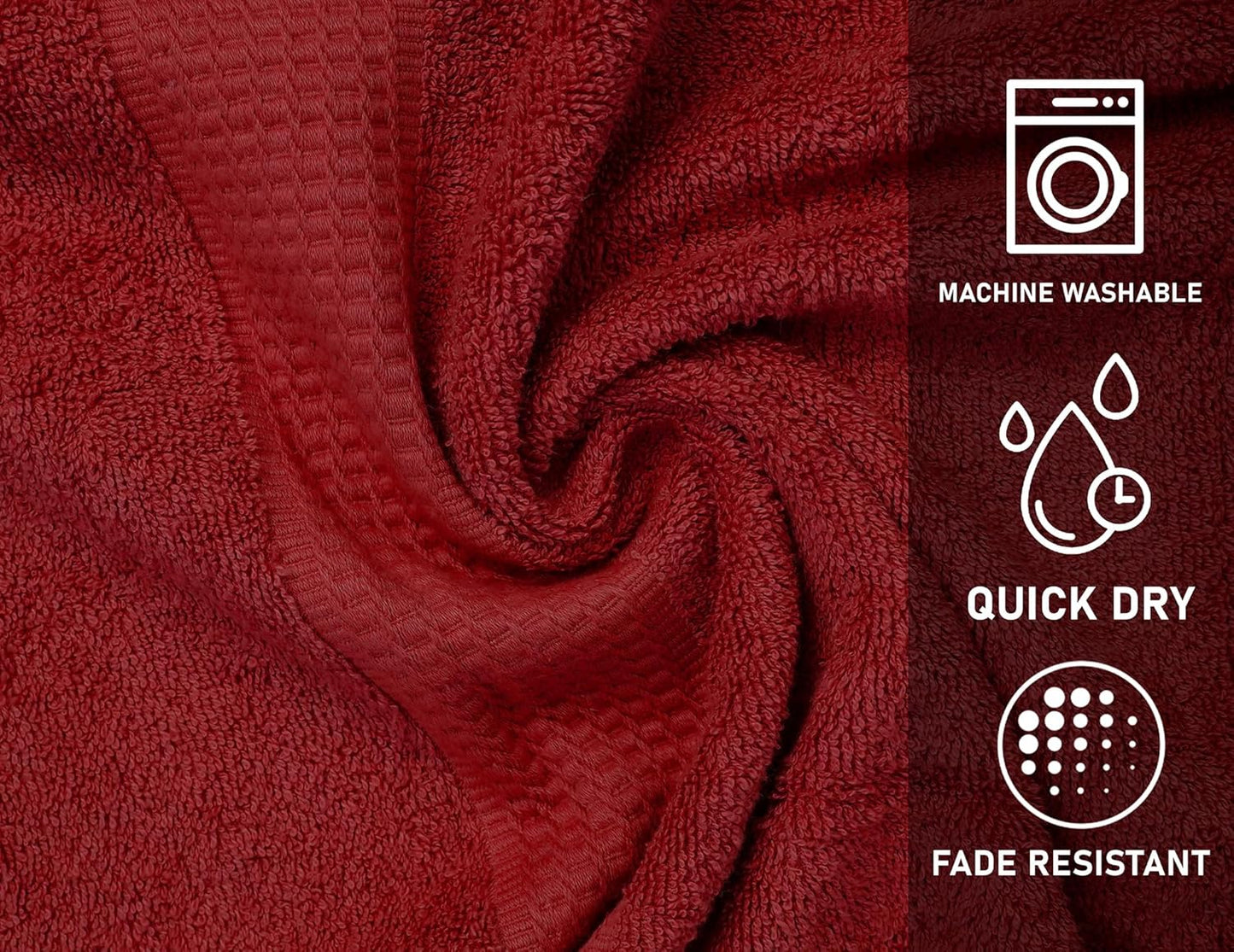Burgundy Bath Towels (30 x 60 Inches) – 100% Ring-Spun Cotton | 500 GSM| Pack of 4