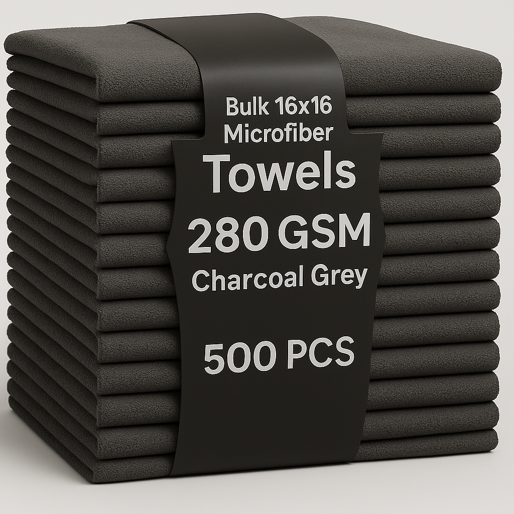 Bulk 16x16 Microfiber Towels -GSM 280 |Charcoal Gray| 500 PCS