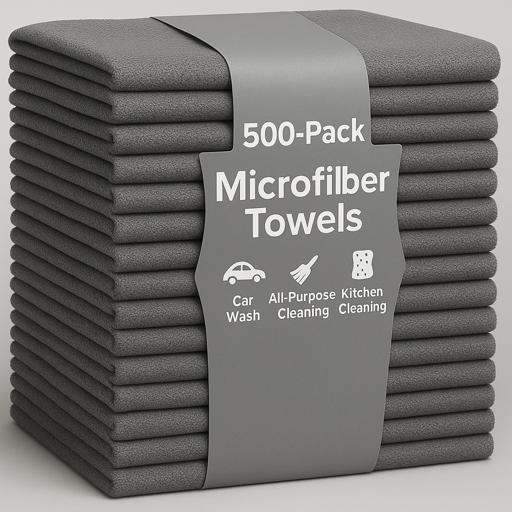 16x16 Irregular Microfiber Towels – 250 GSM | 500 Pack | Gray