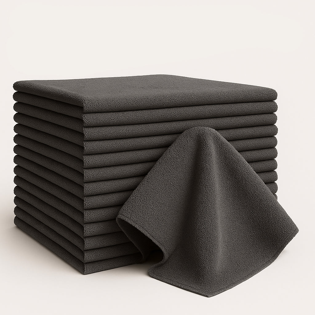 Bulk 16x27 Premium Microfiber Hand Towels - 370 GSM - Pack of 12 |Black|