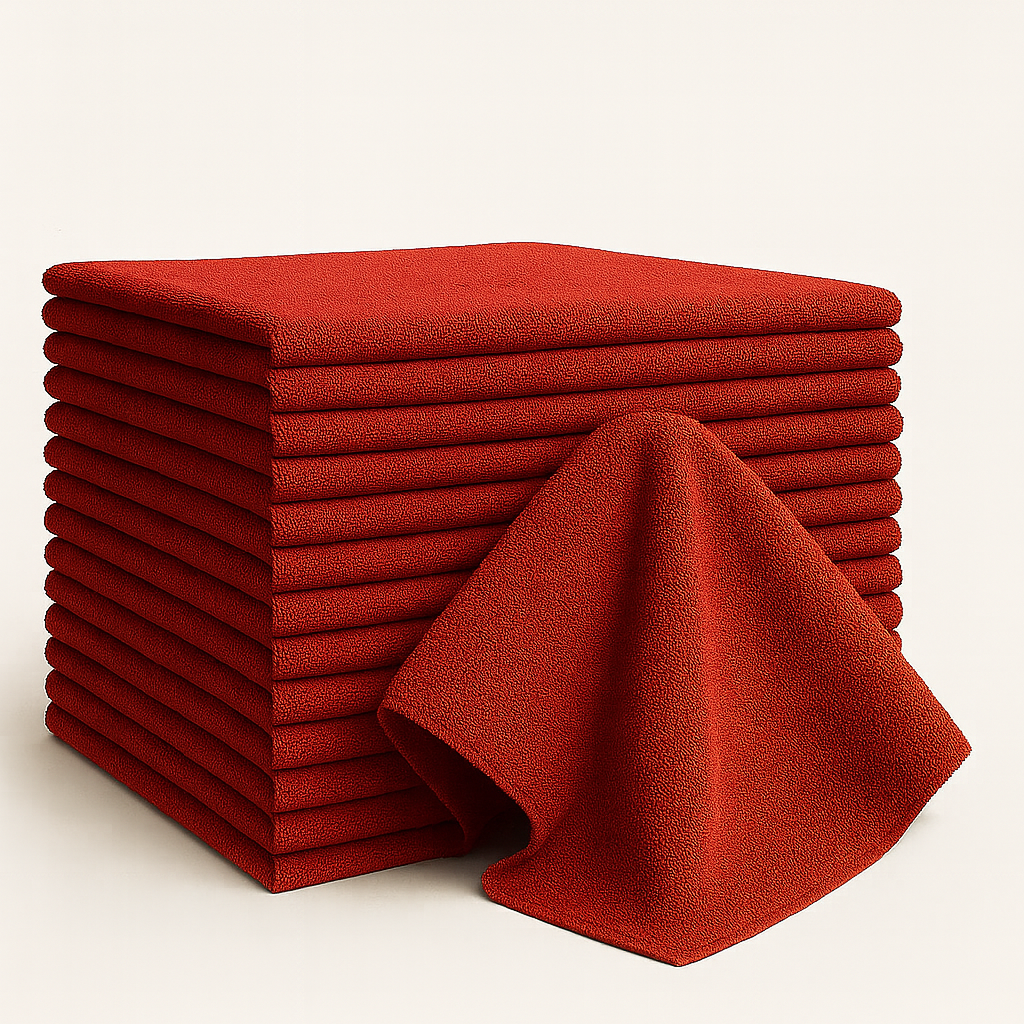 Bulk 16x27 Edgeless Microfiber Hand Towels 370 GSM - Pack of 12|RED|