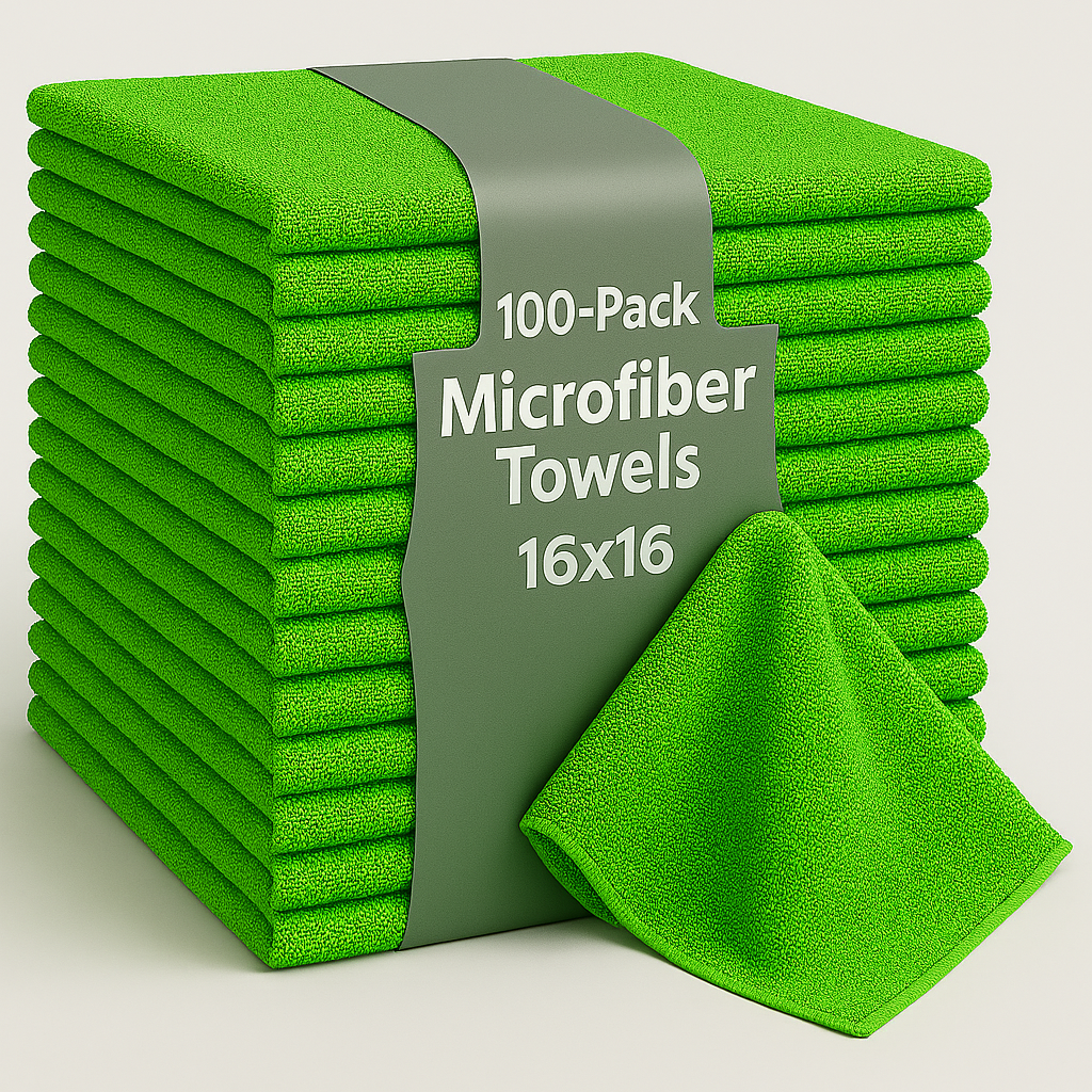 Bulk 16x16 Microfiber Vending Towels - 100 Pack |Green|