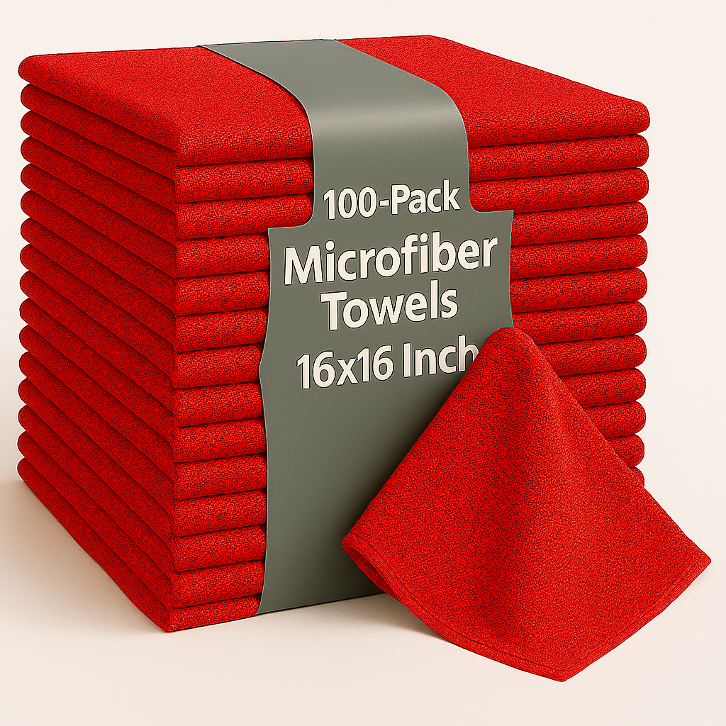 Bulk 16x16 Microfiber Vending Towels - 100 Pack |Red|
