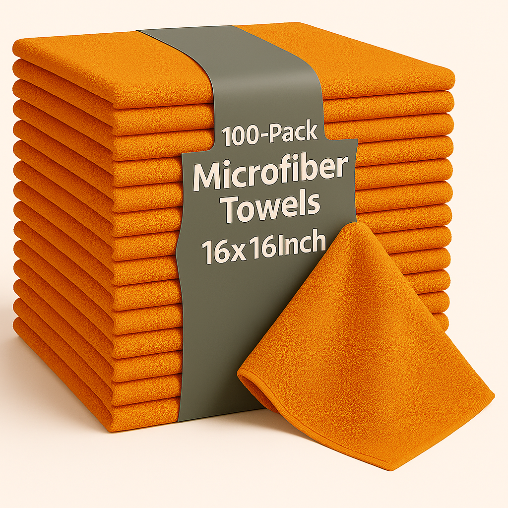 Bulk 16x16 Microfiber Vending Towels - 100 Pack |Orange|