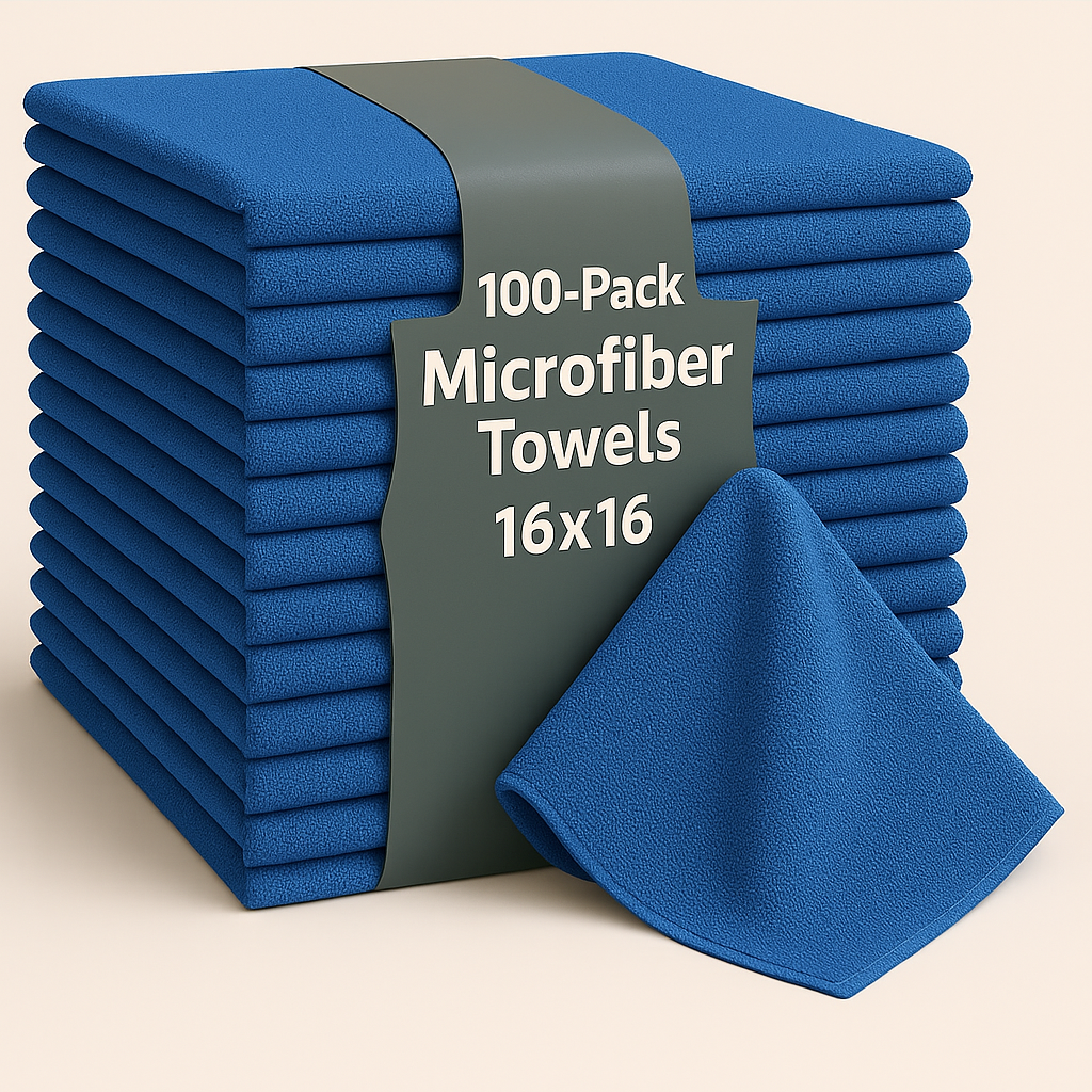 Bulk 16x16 Microfiber Vending Towels - 100 Pack |Blue|