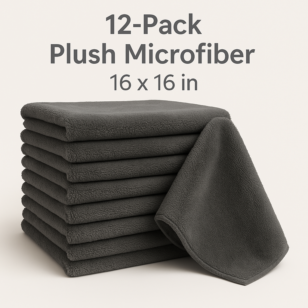 Bulk 16x16 Gray Plush Microfiber Towels - 360 GSM
