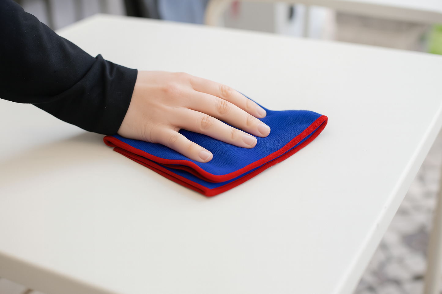 15"x24" Royal Blue Microfiber Cleaning Towels with Red Trim-500 GSM Pack of 12