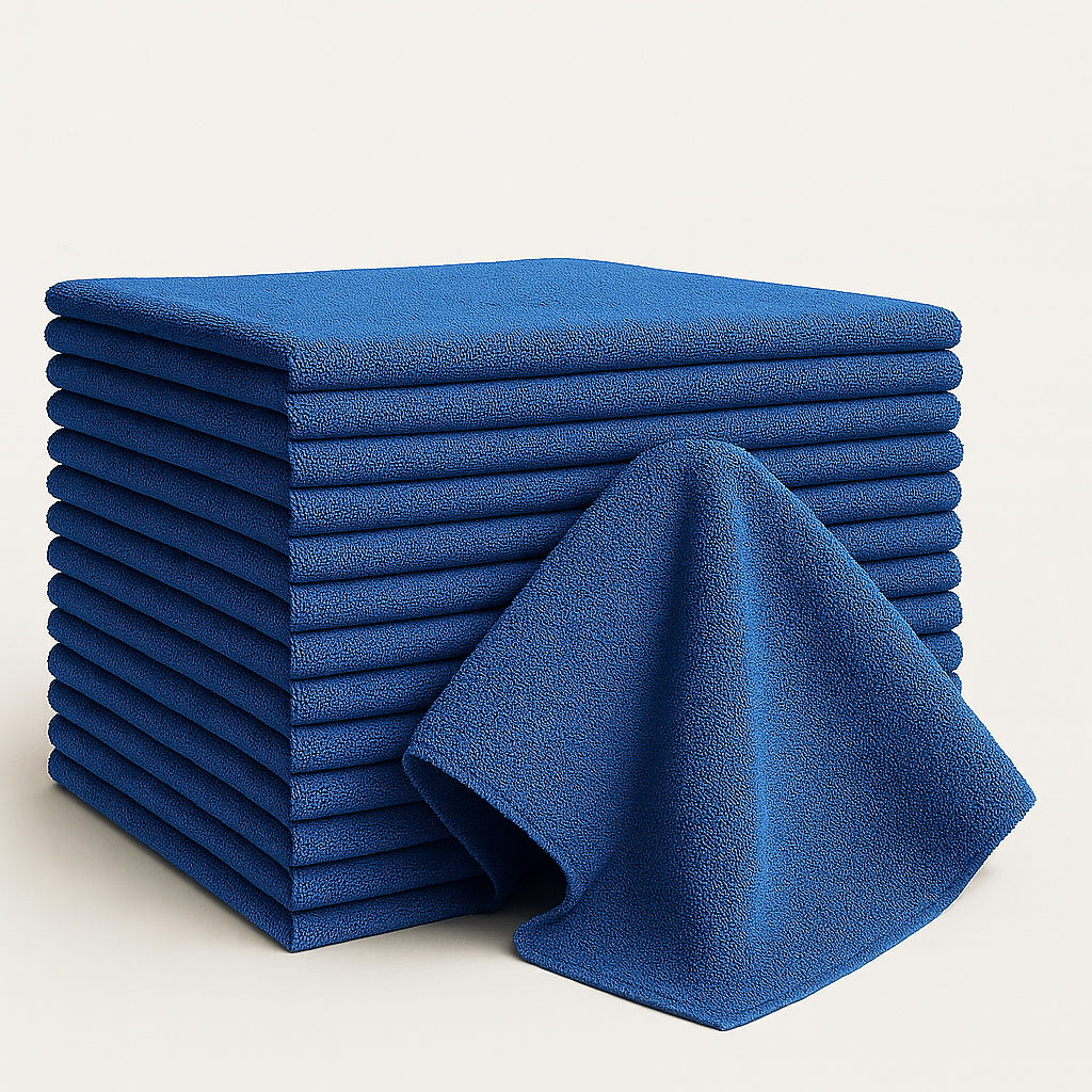 Bulk 16x27 Edgeless Microfiber Hand Towels 370 GSM - Pack of 12|Blue|