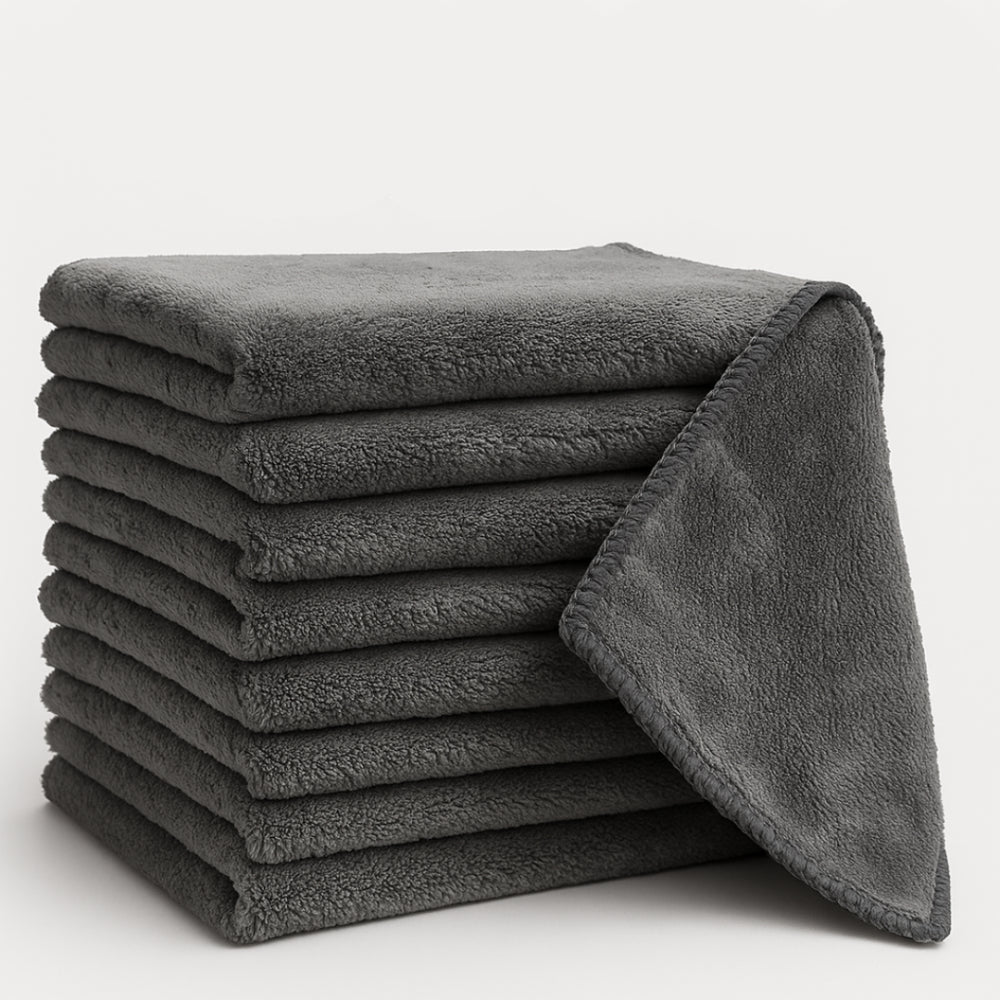 Bulk 16x16 Gray Plush Microfiber Towels - 360 GSM