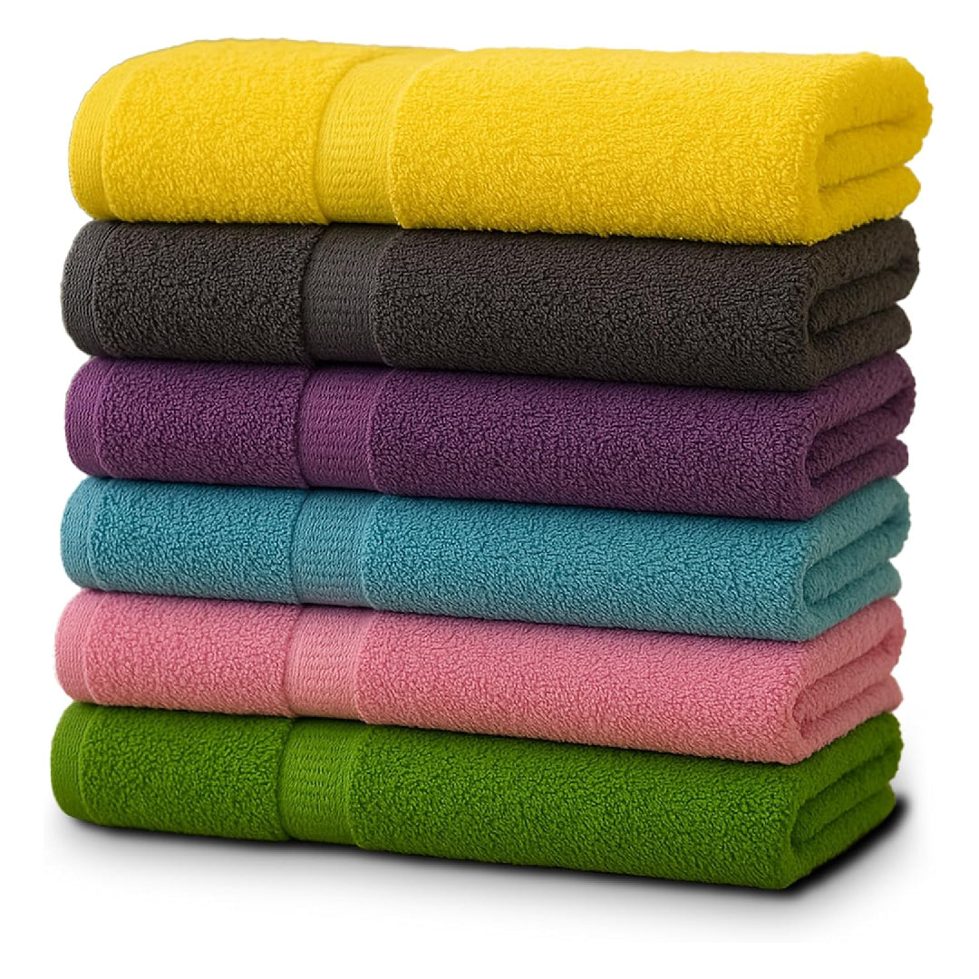 Mulitcolor Bath Towels (30x60Inches) – 100% Cotton | 500 GSM | Pack of 6