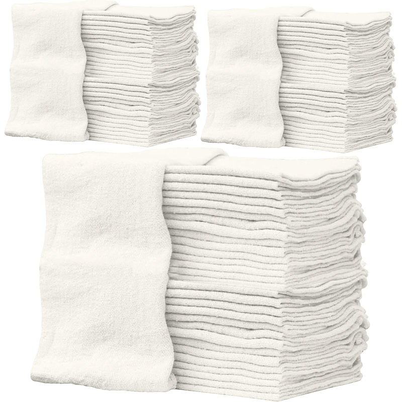 Shop Towels White – 14" x 12" | Cotton Cleaning Rags | 8.81 Lbs per 100Pk