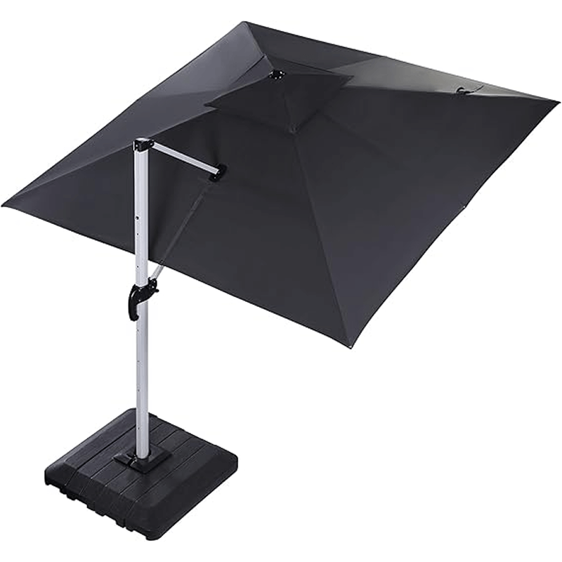 Cantilever Patio Umbrella (10x10 ft, Dark Grey, Solar LED)