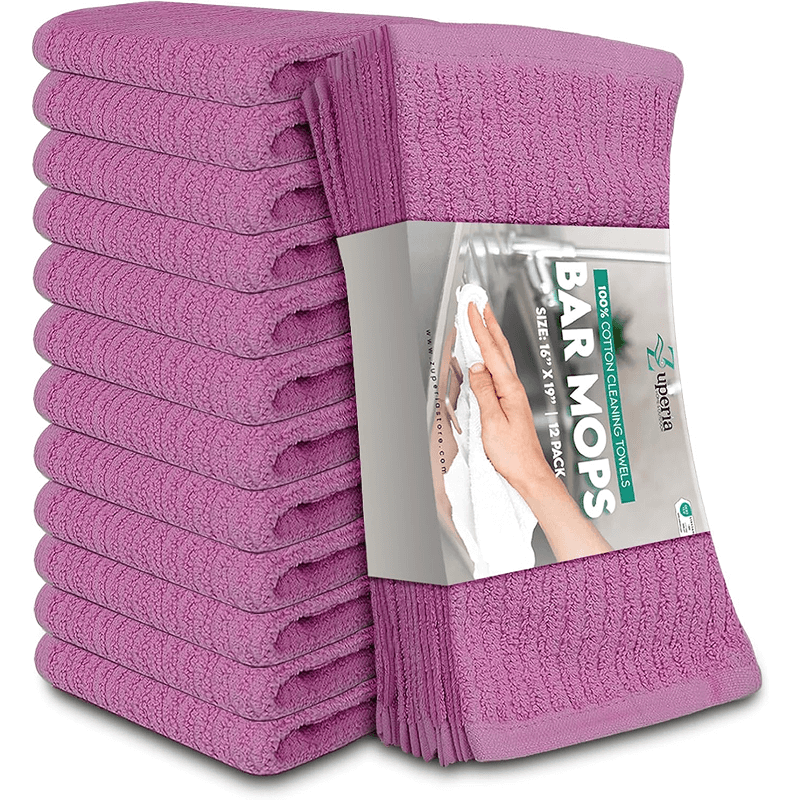 Bar Mop Towels Pink – 16" x 19" | 100% Ring-Spun Cotton | 32 Oz per Dzn