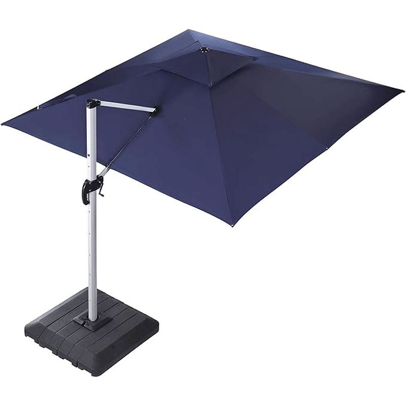 Cantilever Patio Umbrella (10x10 ft, Navy, Solar LED)