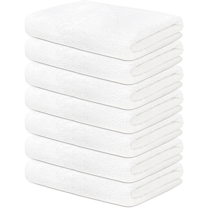 White Bath Towels (30x54 Inches) – 100% Cotton | 450 GSM | Pack of 7
