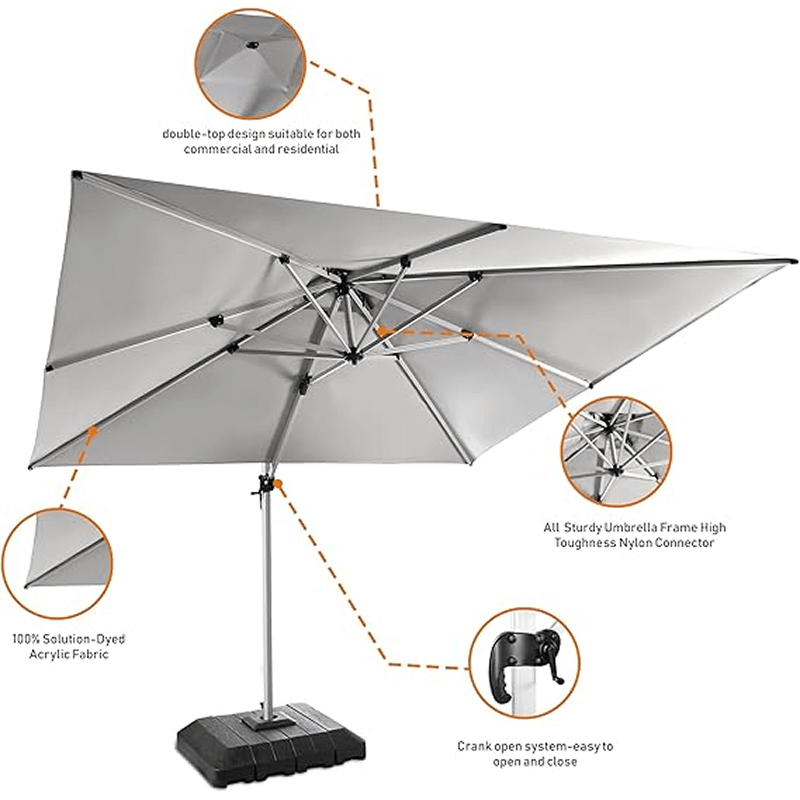10x13 ft Cantilever Patio Umbrella - Light Grey