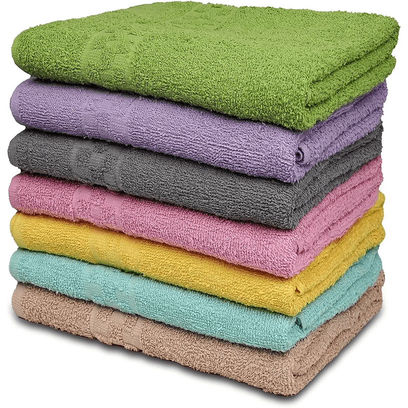 Multicolor Bath Towels (30x54 Inches) – 100% Cotton | 450 GSM | Pack of 7
