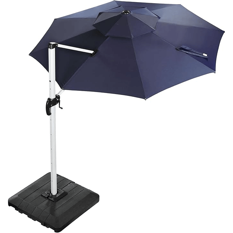 10 Feet Round Patio Umbrella with Solar Powered LED Lights (Navy)
