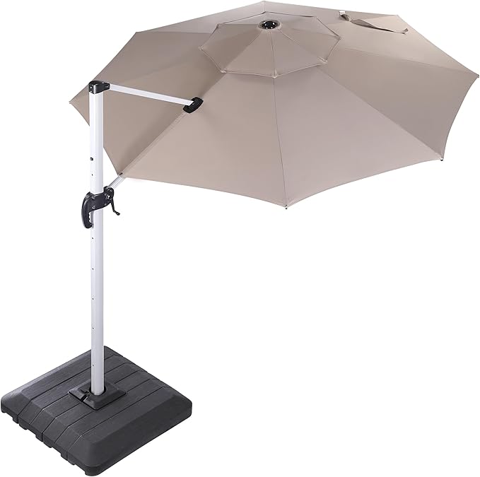 ZUPERIA 10ft Round Cantilever Patio Umbrella with 360° Rotation