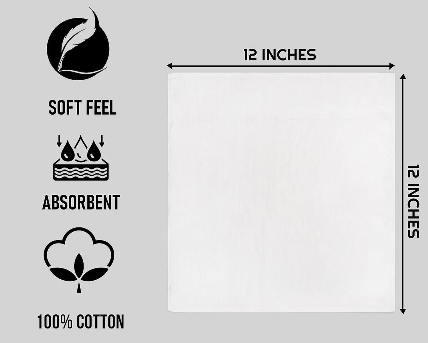 Cotton Wash Cloths (12x12 Inches) - | 100% Cotton | 1Lbs per Dzn