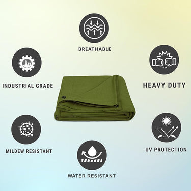 Zuperia Tarp, Tarpaulin Cover for Canopy Tent, Roof, Camping, Woodpile (Olive Green)