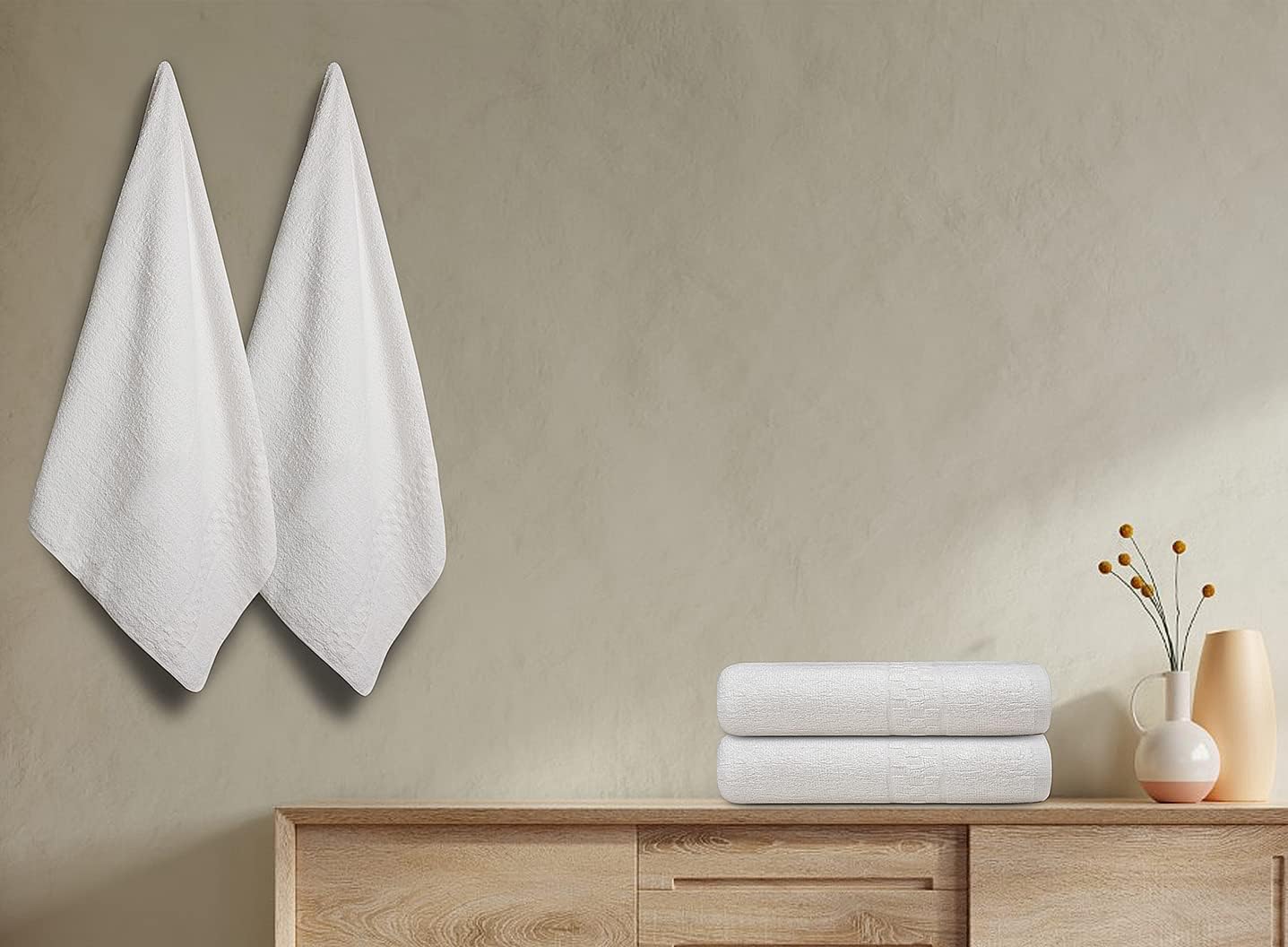 White Bath Towels (30x54 Inches) – 100% Cotton | 450 GSM | Pack of 7
