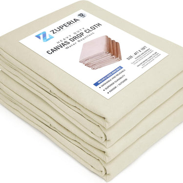 ZUPERIA Premium Canvas Drop Cloth 12Oz - Water Resistant & Pure Cotton