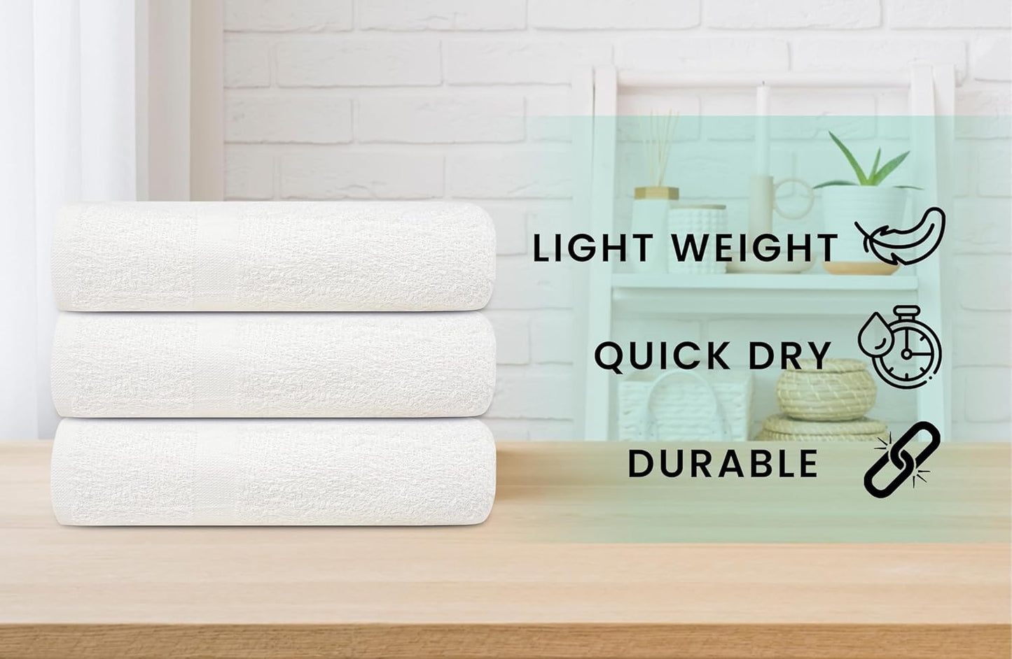 Bulk White Bath Towels – 20" x 40" | 100% Cotton | 400 GSM |Pack of 12