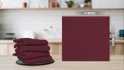 Premium Ribbed Bar Mops Red – | 100% Cotton | 12" x 12" | 20 Oz per Dzn