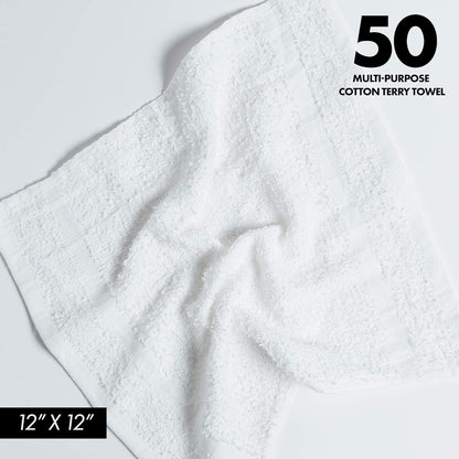 Cotton Terry Cleaning Towels – 12" x 12" | 100% Cotton | 18 oz per dzn (Pack of 100)