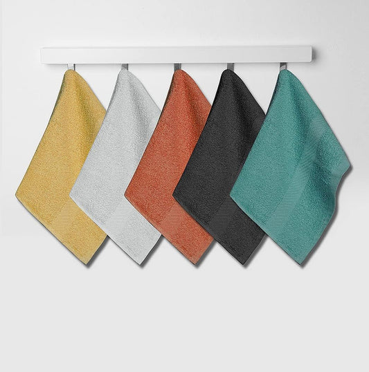 Cotton Washcloths (12 x 12 Inches) - | 100% Cotton | 500 GSM (12 Multi Colors) | Pack of 12