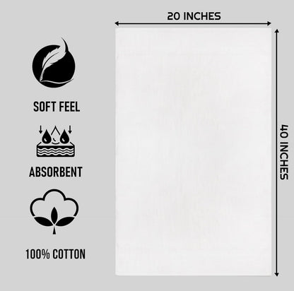 Bulk White Bath Towels – 20" x 40" | 100% Cotton | 400 GSM |Pack of 12